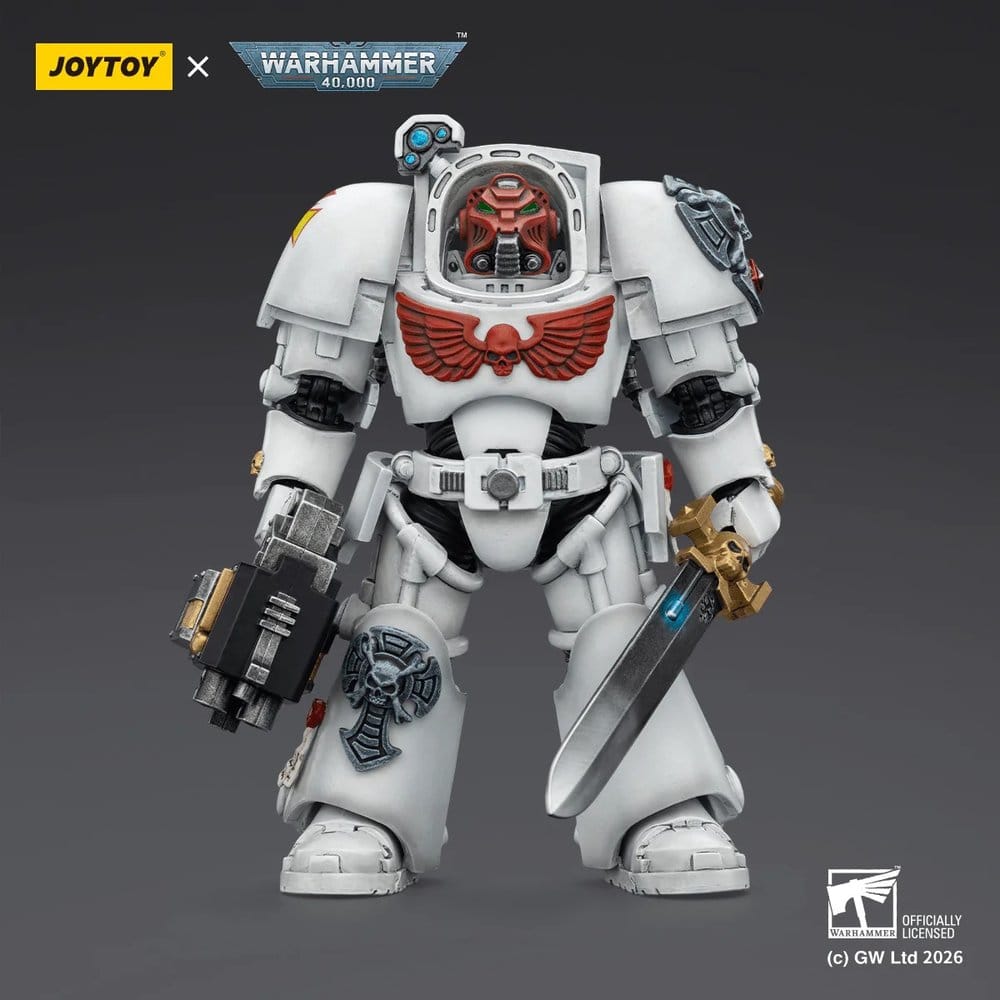 🧪 LAB | SU ORDINAZIONE Warhammer 40,000 Action Figure White Scars Terminator 1 with Power Sword and Storm Bolter 14 cm