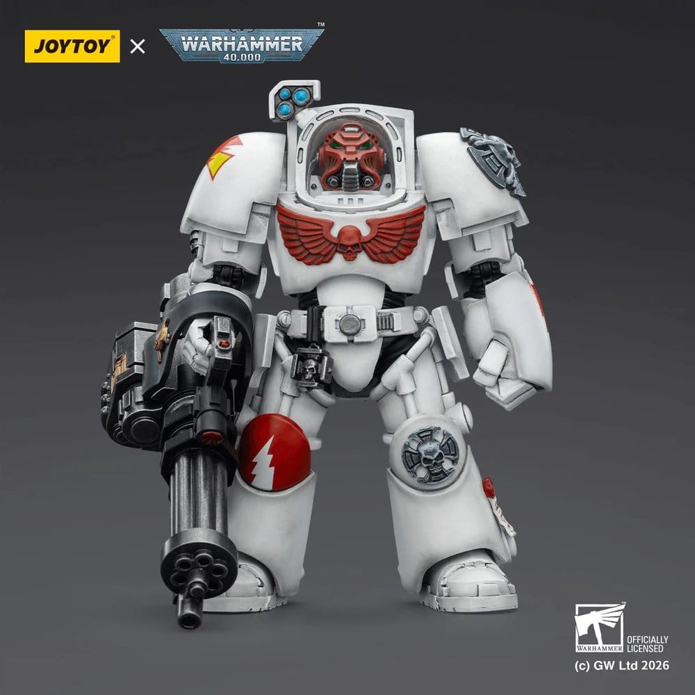🧪 LAB | SU ORDINAZIONE Warhammer 40,000 Action Figure White Scars Terminator 3 with Power Fist and Assault Cannon 14 cm