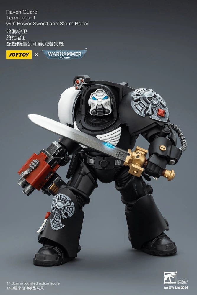 🧪 LAB | SU ORDINAZIONE Warhammer 40,000 Action Figure Raven Guard Terminator 1 with Power Sword and Storm Bolter 14 cm