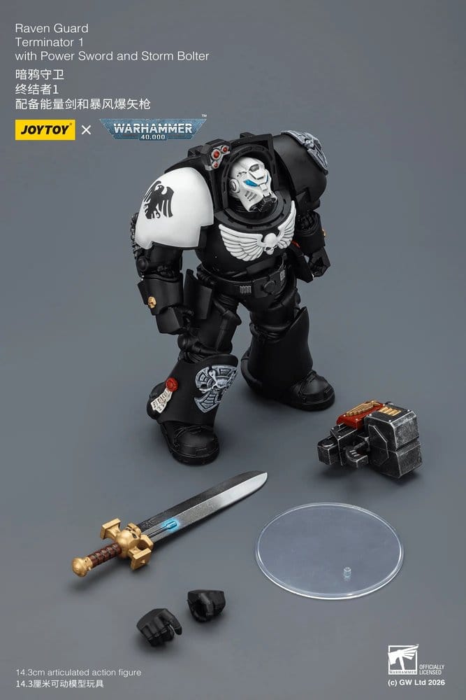 🧪 LAB | SU ORDINAZIONE Warhammer 40,000 Action Figure Raven Guard Terminator 1 with Power Sword and Storm Bolter 14 cm