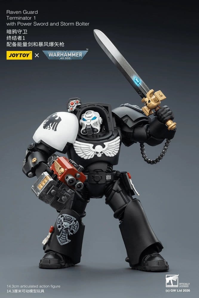 🧪 LAB | SU ORDINAZIONE Warhammer 40,000 Action Figure Raven Guard Terminator 1 with Power Sword and Storm Bolter 14 cm