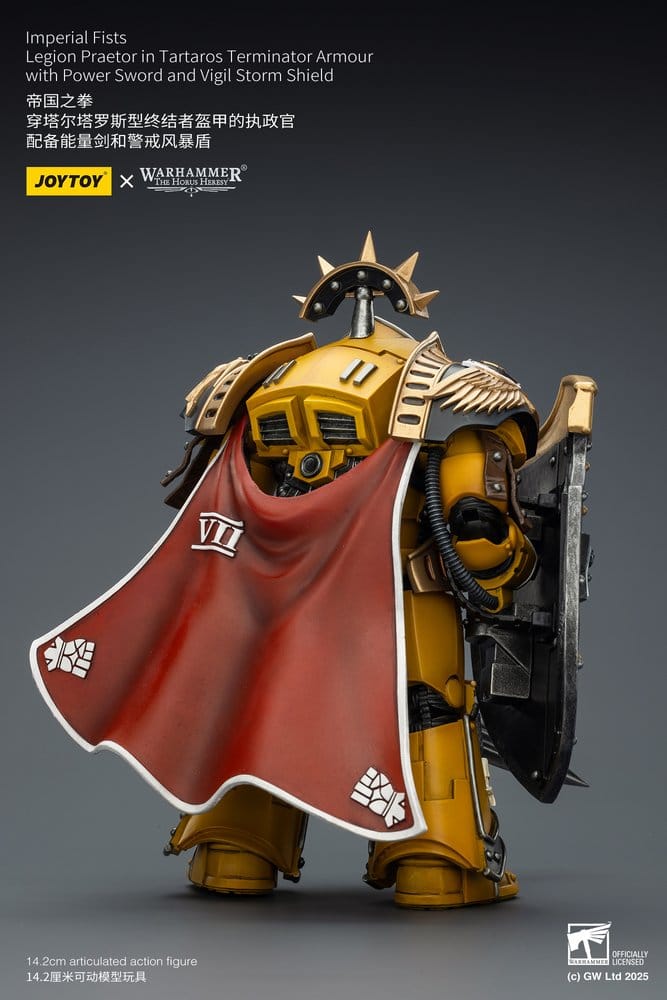 🧪 LAB | SU ORDINAZIONE Warhammer Imperial Fists Action Figure Legion Praetor in Tartaros Terminator Armourwith Power Sword and Vigil Storm Shield 14 cm
