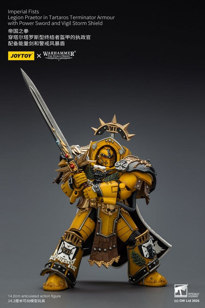 🧪 LAB | SU ORDINAZIONE Warhammer Imperial Fists Action Figure Legion Praetor in Tartaros Terminator Armourwith Power Sword and Vigil Storm Shield 14 cm