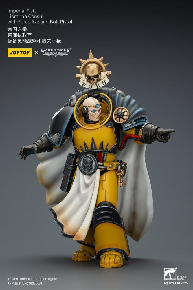 🧪 LAB | SU ORDINAZIONE Warhammer Imperial Fists Action Figure Librarian Consulwith Force Axe and Bolt Pistol 12 cm