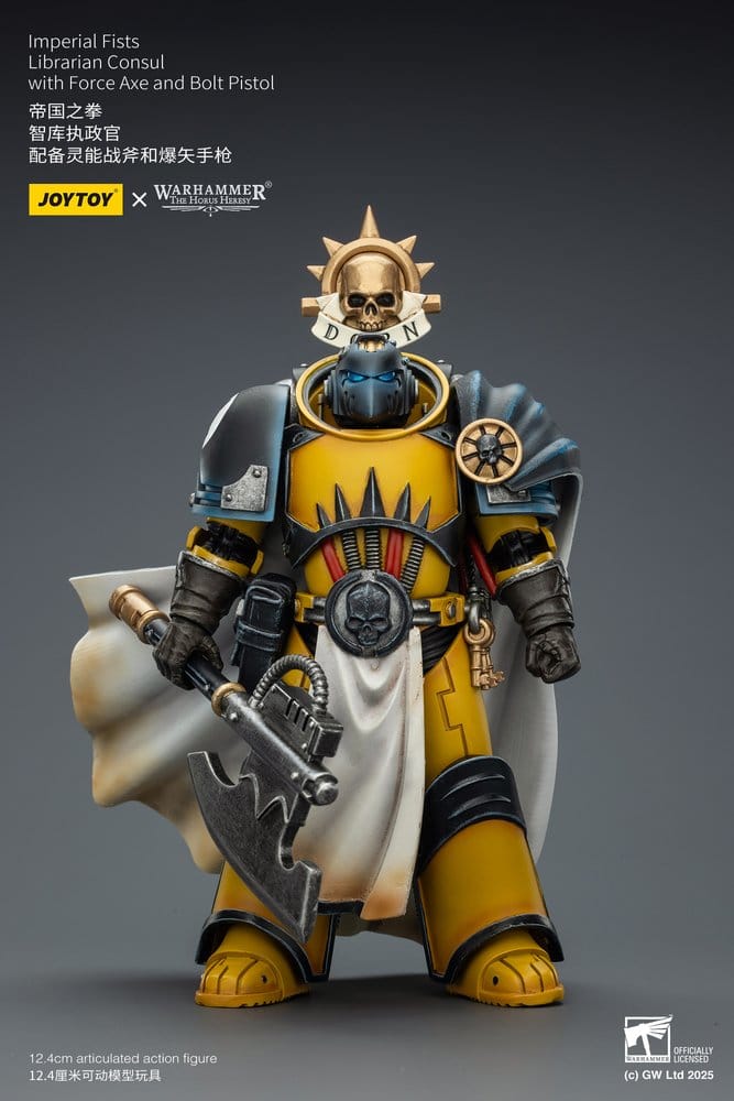 🧪 LAB | SU ORDINAZIONE Warhammer Imperial Fists Action Figure Librarian Consulwith Force Axe and Bolt Pistol 12 cm