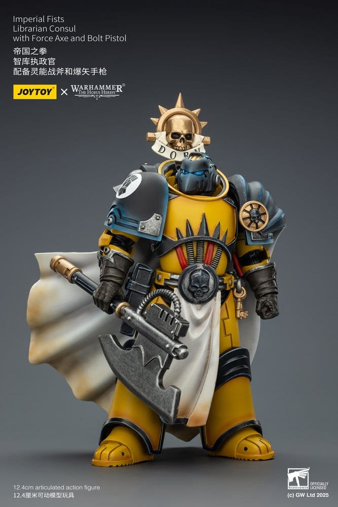 🧪 LAB | SU ORDINAZIONE Warhammer Imperial Fists Action Figure Librarian Consulwith Force Axe and Bolt Pistol 12 cm