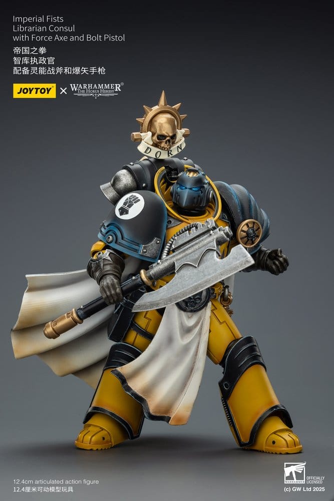 🧪 LAB | SU ORDINAZIONE Warhammer Imperial Fists Action Figure Librarian Consulwith Force Axe and Bolt Pistol 12 cm