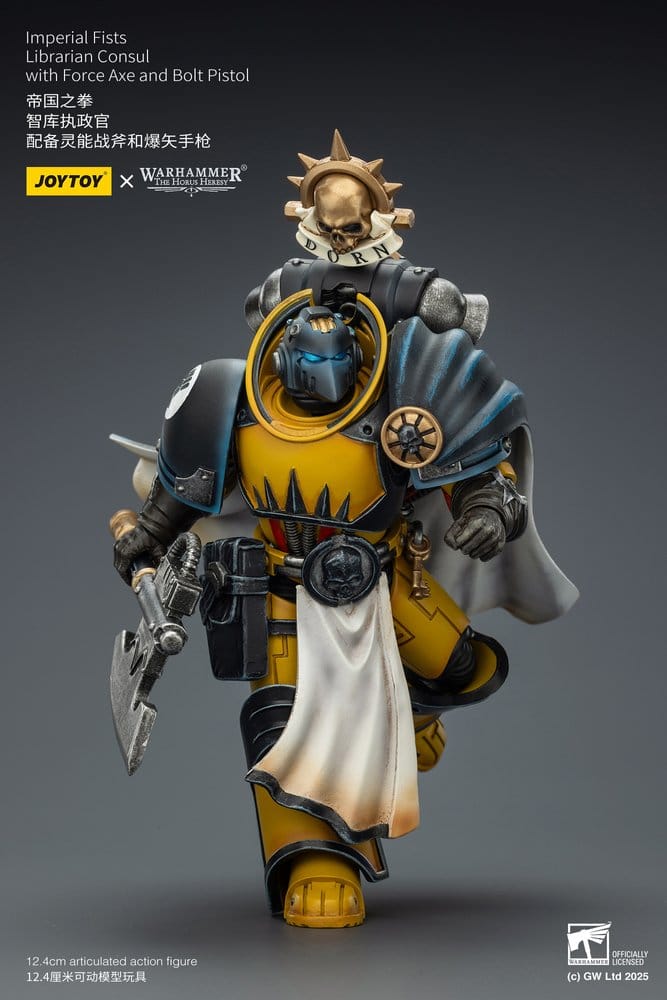 🧪 LAB | SU ORDINAZIONE Warhammer Imperial Fists Action Figure Librarian Consulwith Force Axe and Bolt Pistol 12 cm