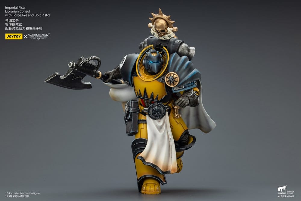🧪 LAB | SU ORDINAZIONE Warhammer Imperial Fists Action Figure Librarian Consulwith Force Axe and Bolt Pistol 12 cm