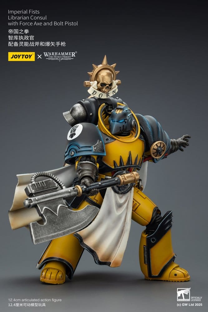 🧪 LAB | SU ORDINAZIONE Warhammer Imperial Fists Action Figure Librarian Consulwith Force Axe and Bolt Pistol 12 cm