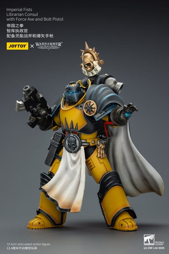 🧪 LAB | SU ORDINAZIONE Warhammer Imperial Fists Action Figure Librarian Consulwith Force Axe and Bolt Pistol 12 cm