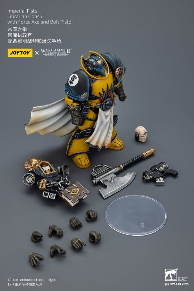 🧪 LAB | SU ORDINAZIONE Warhammer Imperial Fists Action Figure Librarian Consulwith Force Axe and Bolt Pistol 12 cm