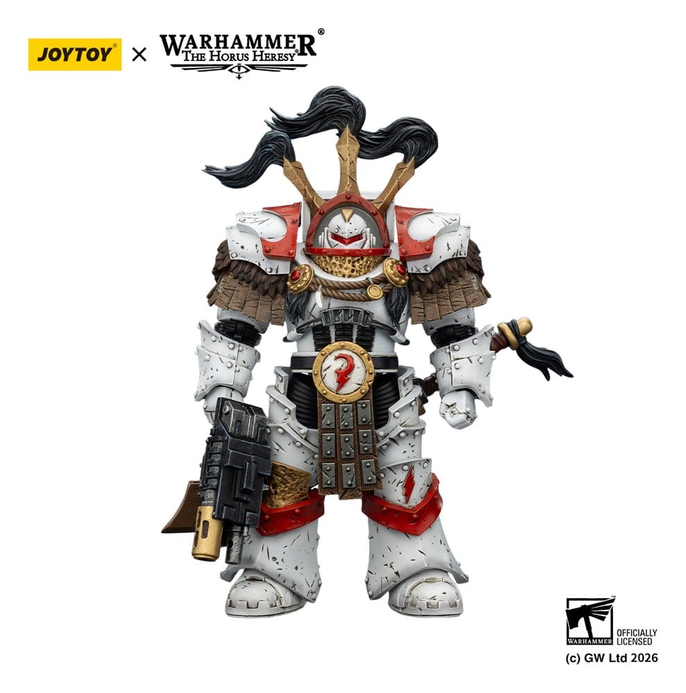 🧪 LAB | SU ORDINAZIONE Warhammer 40,000 Action Figure White Scars Legion Praetor in Cataphractii Terminator Armour with Cyber Hawk Chogorian sword and combi-melta 14 cm