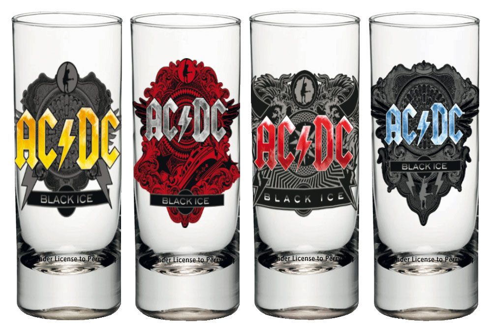 AC/DC Shotglass 4-Pack Black Ice MADE TO ORDER