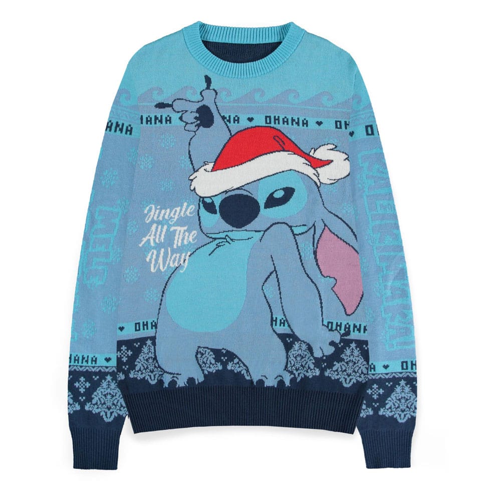 SU ORDINAZIONE Lilo & Stitch Sweatshirt Christmas Jumper Stitch Blue Size M *PREZZO SPECIALE*