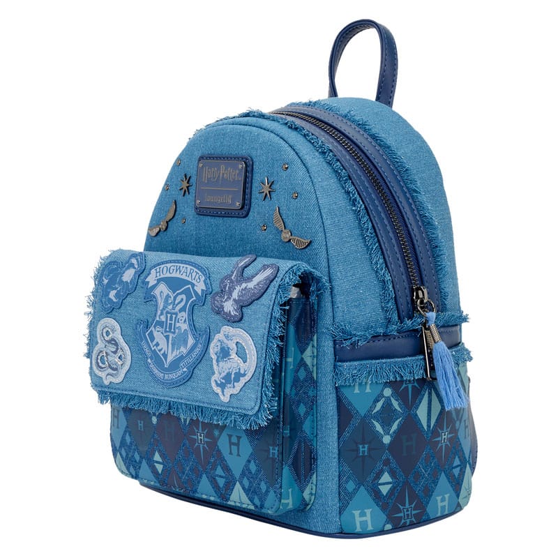 Auf Bestellung gefertigt: Warner Bros. by Loungefly Mini-Rucksack aus Denim mit Harry-Potter-Motiv