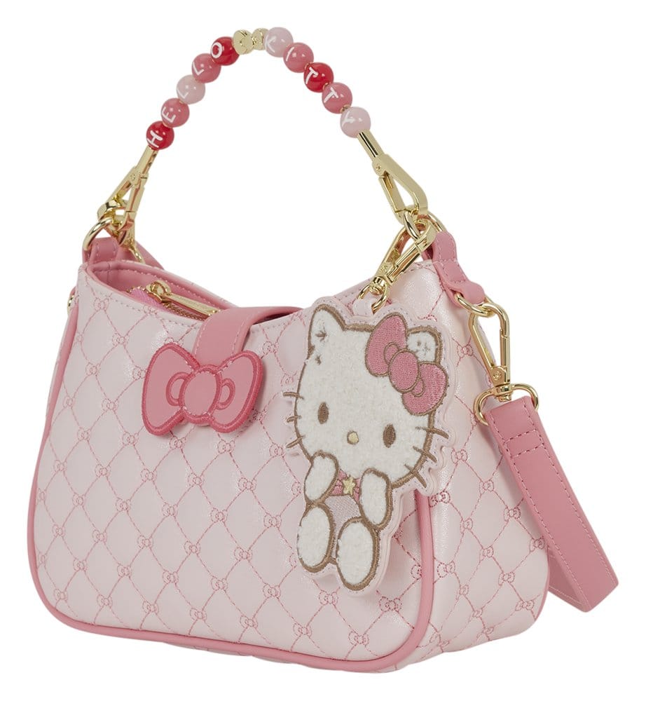 🧪 LAB | PREORDINE+ 01/2027 Sanrio by Loungefly Crossbody with Beaded Handle & Bag Charm Hello Kitty Quilted