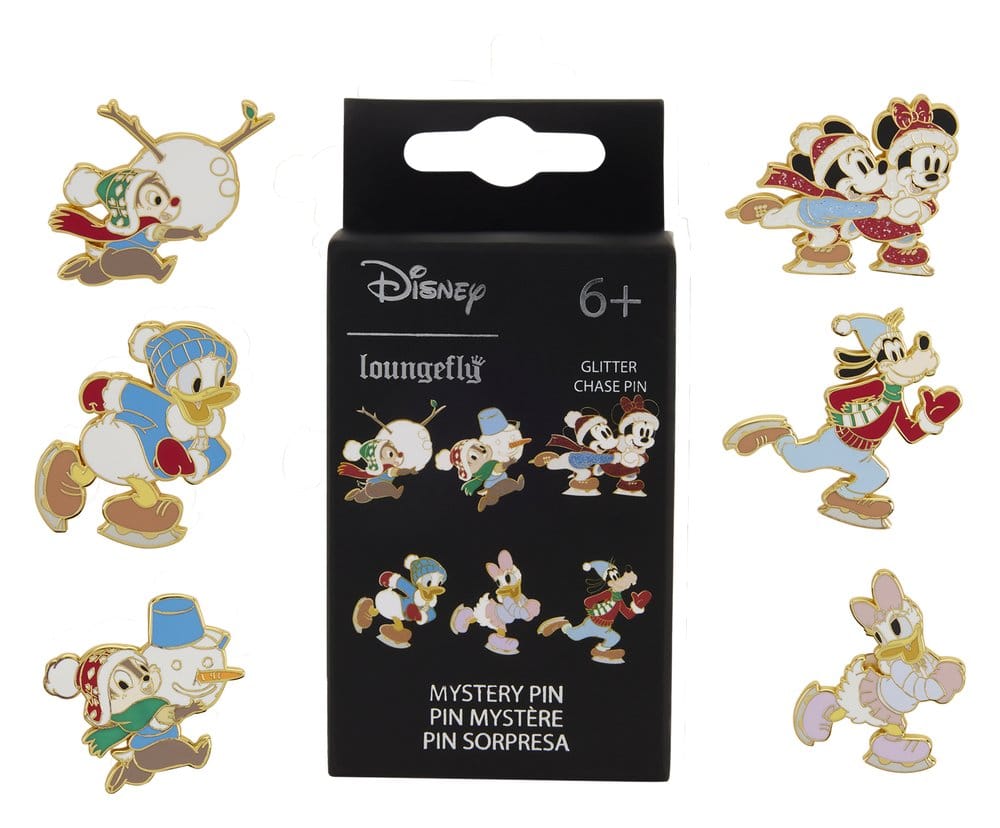 🧪 LAB | PREORDINE+ 01/2027 Mickey & Friends by Loungefly Enamel Pins Winter Activities Blind Display (12)