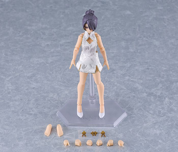PREORDINE ESAURITO  Original Character Figma Action Figure Female Body (Mika) Mini Skirt Chinese Dress Outfit (White) 13 cm
