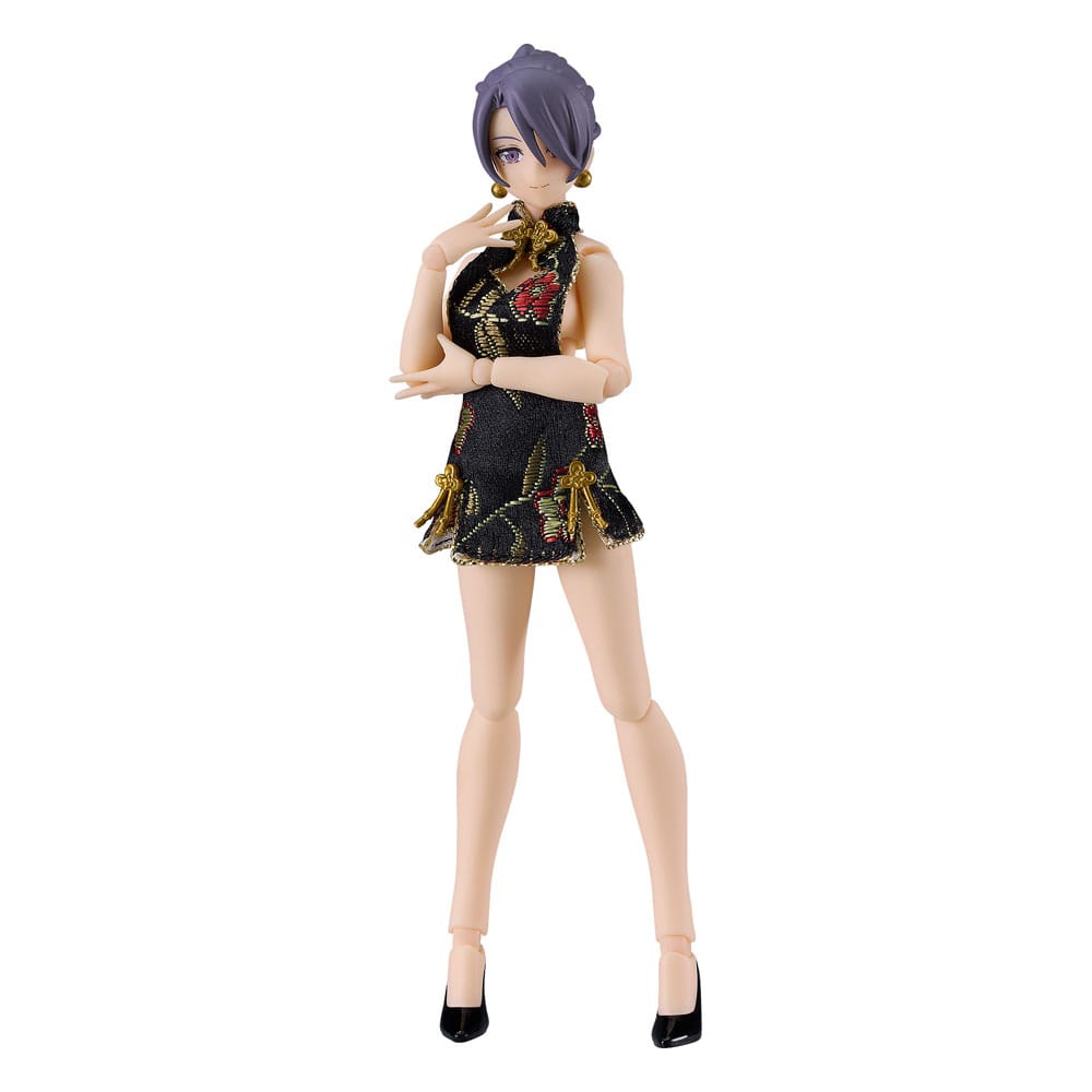 PREORDINE ESAURITO  Original Character Figma Action Figure Female Body (Mika) Mini Skirt Chinese Dress Outfit (Black) 13 cm