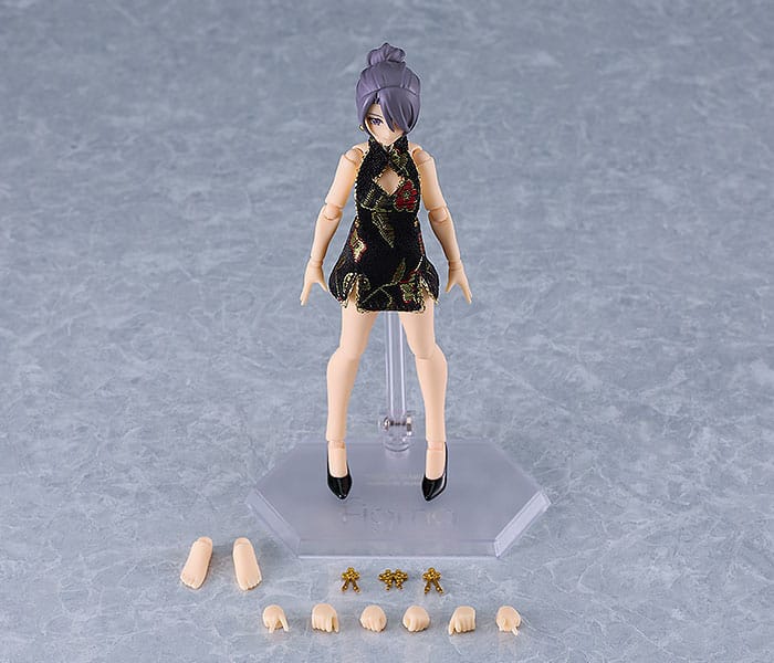 PREORDINE ESAURITO  Original Character Figma Action Figure Female Body (Mika) Mini Skirt Chinese Dress Outfit (Black) 13 cm