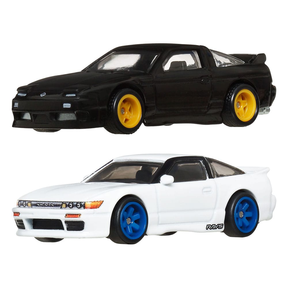 Hot Wheels Premium Car Culture Diecast-Modellauto-Doppelpack (Maßstab 1:64) – Nissan 180SX Type X &amp; Nissan SilEighty (Baujahr 1996) – Sonderpreis!