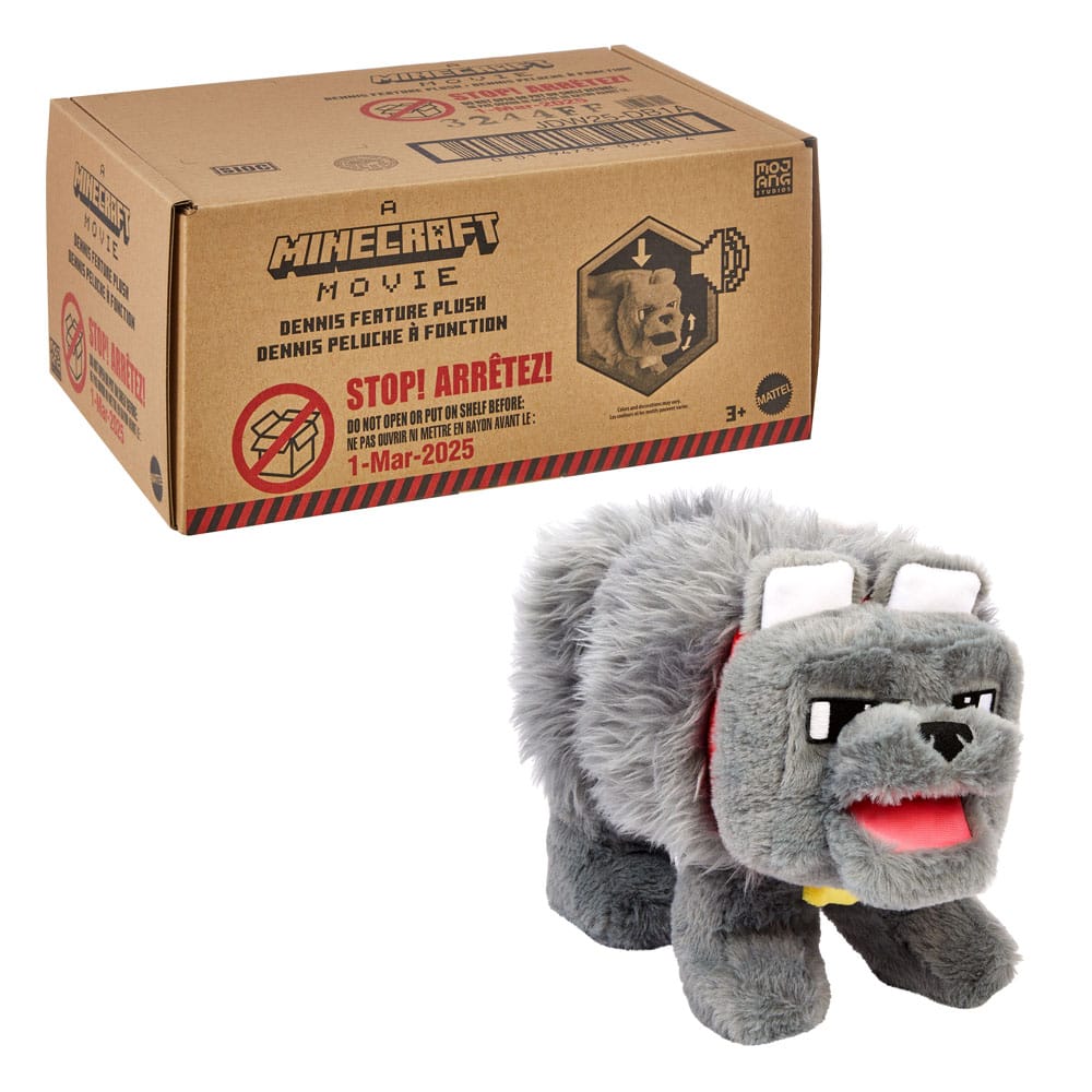 🧪 LAB | SU ORDINAZIONE A Minecraft Movie Plush Figure Dennis the Wolf 20 cm