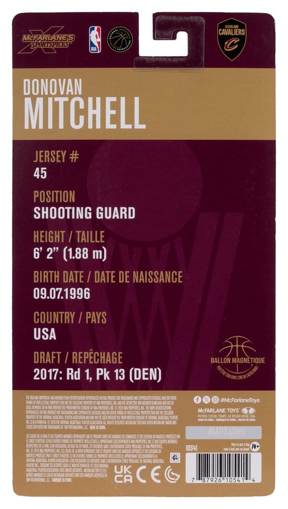 🧪 LAB | SU ORDINAZIONE NBA SportsPicks Action Figure Donovan Mitchell (Cleveland Cavaliers) 15 cm
