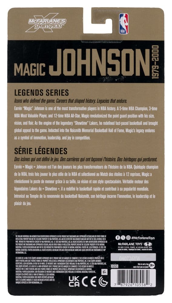 🧪 LAB | SU ORDINAZIONE NBA Legends Series Action Figure Earvin "Magic" Johnson (Los Angeles Lakers) 15 cm