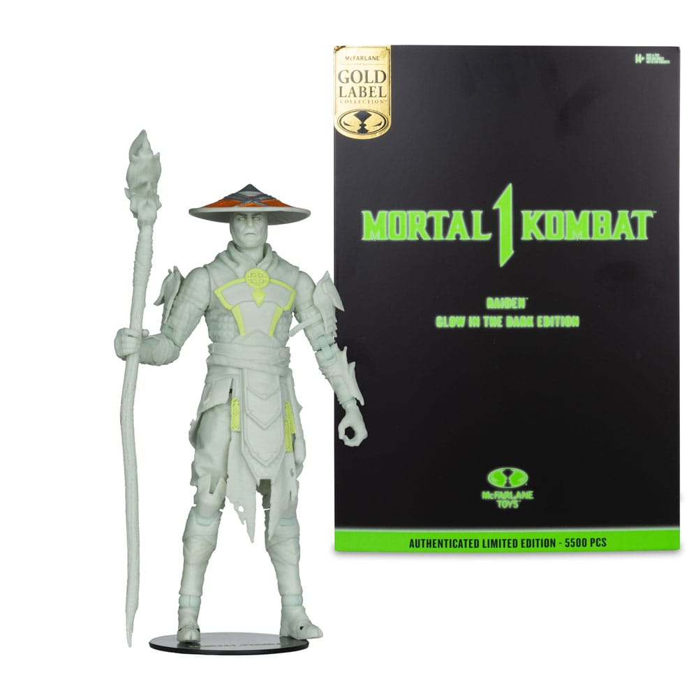 🧪 LAB | SU ORDINAZIONE Mortal Kombat Action Figure Glow in the Dark Edition Raiden (Gold Label) 18 cm