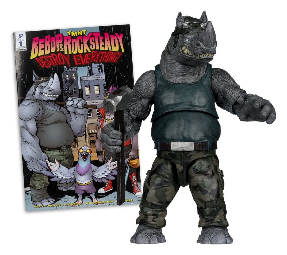 🧪 LAB | SU ORDINAZIONE Teenage Mutant Ninja Turtles Page Punchers Action Figure Rocksteady 17 cm