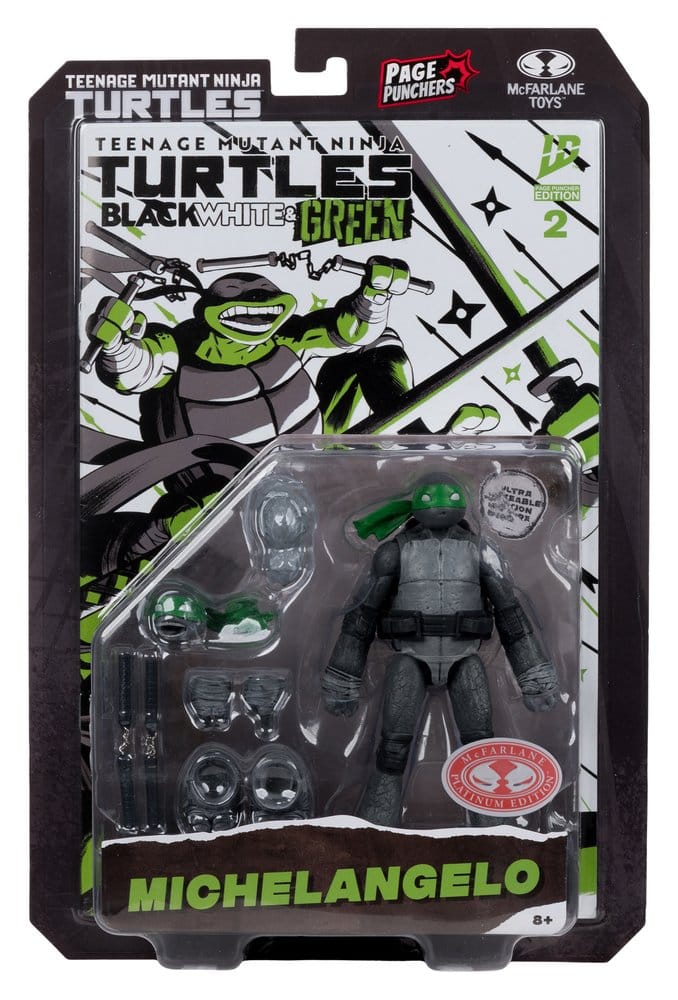 🧪 LAB | SU ORDINAZIONE Teenage Mutant Ninja Turtles Page Punchers Action Figure Michelangelo (Black White & Green) (Red Platinum Edition) 13 cm