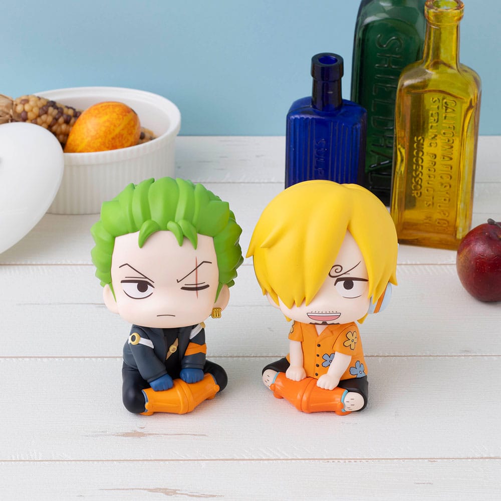 PREORDINE CHIUSO 11/2025 One Piece Look Up PVC Statues Roronoa Zoro & Sanji Future Island Egghead Ver. 11 cm (with gift) (PREORDINE NON CANCELLABILE)