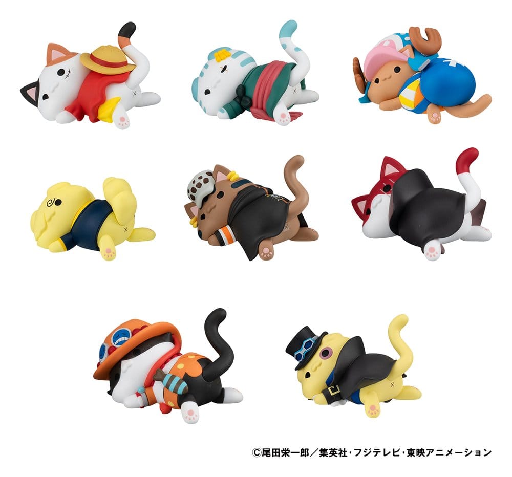 SU ORDINAZIONE One Piece Mega Cat Project Trading Figure Egghead NyanPieceNyan! Stickie! 3 cm Assortment (8)