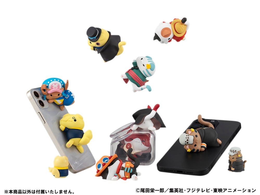 SU ORDINAZIONE One Piece Mega Cat Project Trading Figure Egghead NyanPieceNyan! Stickie! 3 cm Assortment (8)