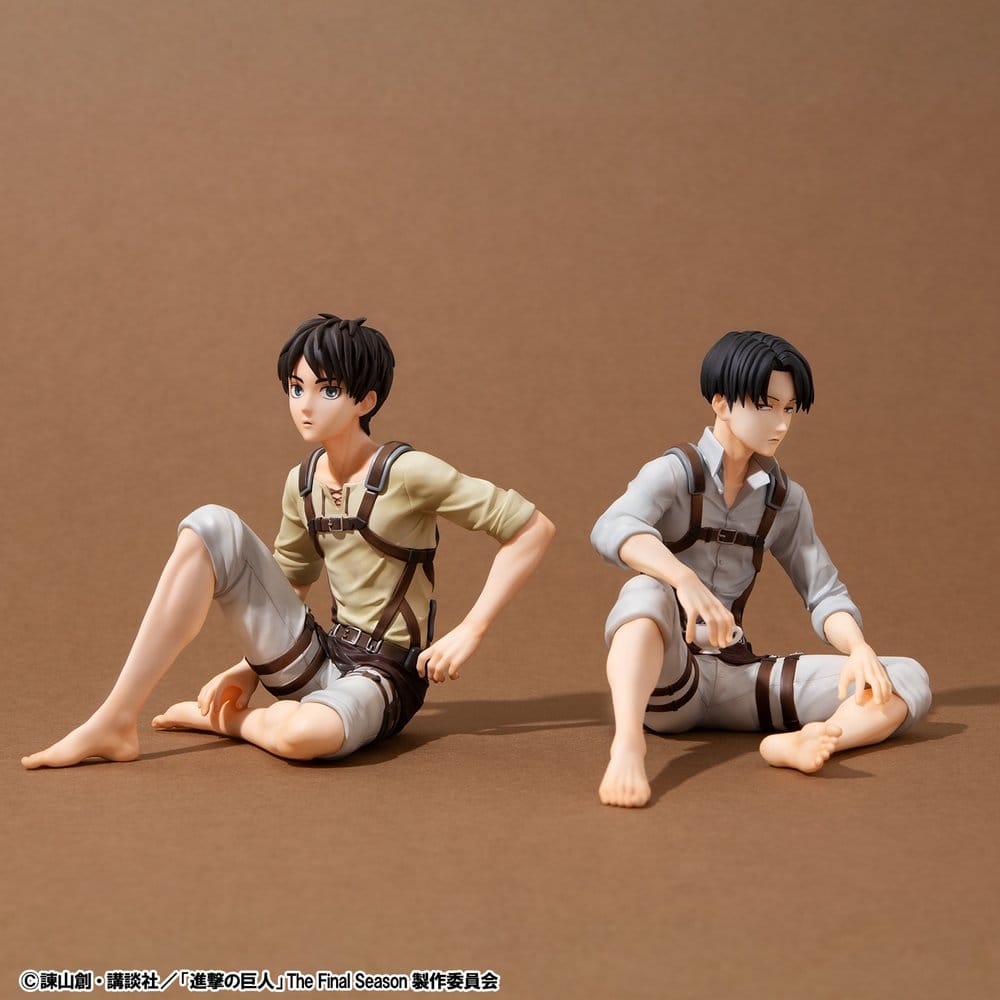 PREORDINE+ 03/2027 Attack on Titan G.E.M. Series PVC Figures 2-Pack Eren Yeager & Squad Captain Levi Palm Size