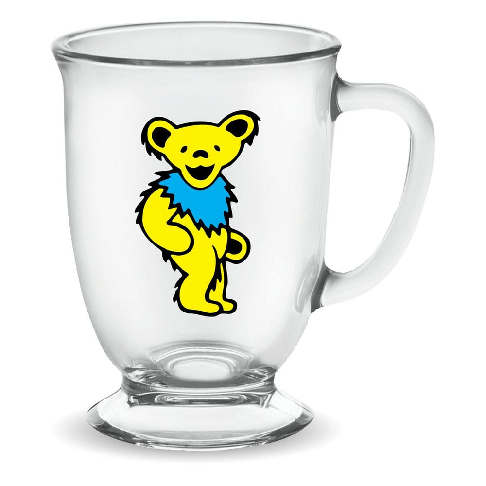 AUF BESTELLUNG Grateful Dead: Gelber tanzender Bär, 16 oz Glas-Café-Becher *SONDERPREIS*