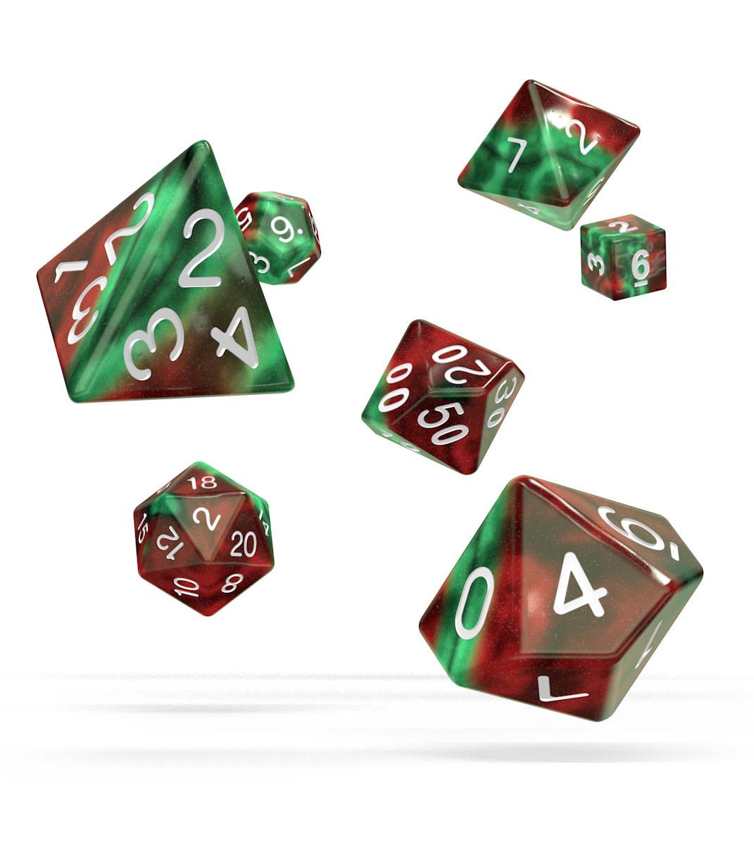 MADE TO ORDER Oakie Doakie Dice RPG Set Gemidice - Bloody Jungle (7) *SPECIAL PRICE*