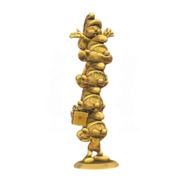 AUF BESTELLUNG HERGESTELLT Die Schlümpfe Statue Schlümpfe Säule Gold Limitierte Auflage 50 cm *SONDERPREIS*
