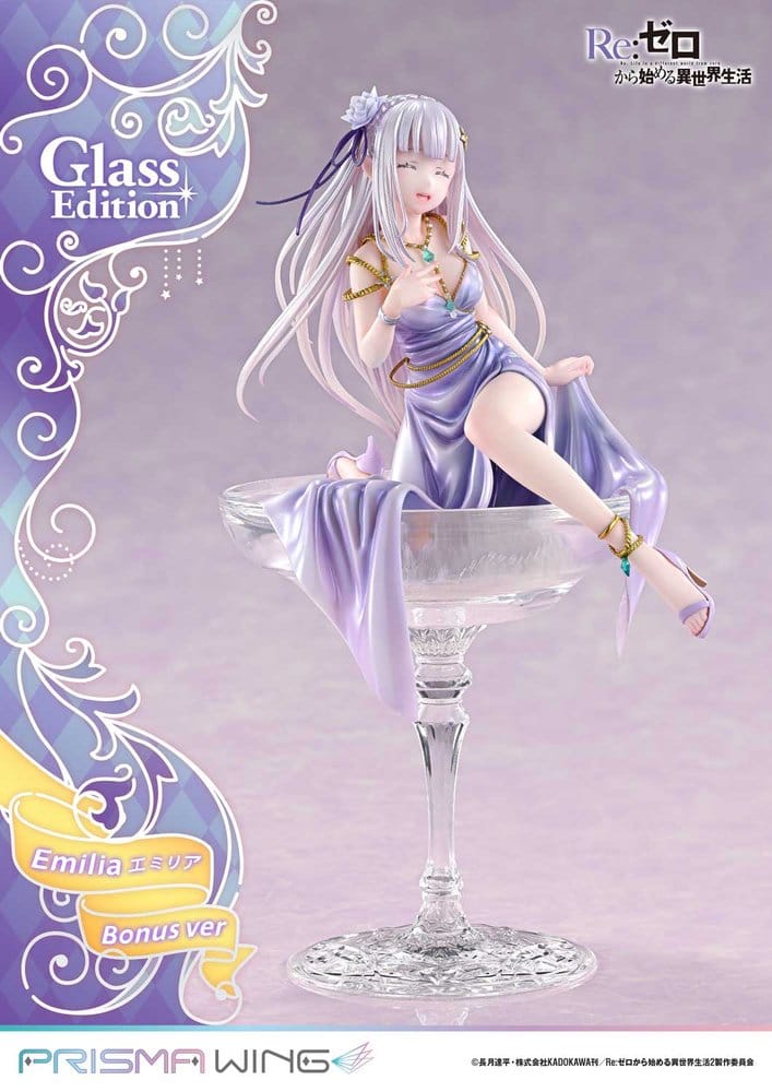 PREORDINE+ 08/2028 Re:Zero Prisma Wing Statue 1/7 Emilia Glass Edition Bonus Version 29 cm