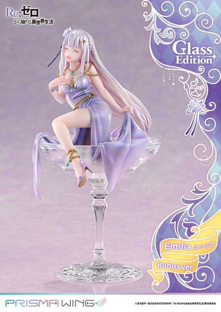 PREORDINE+ 08/2028 Re:Zero Prisma Wing Statue 1/7 Emilia Glass Edition Bonus Version 29 cm