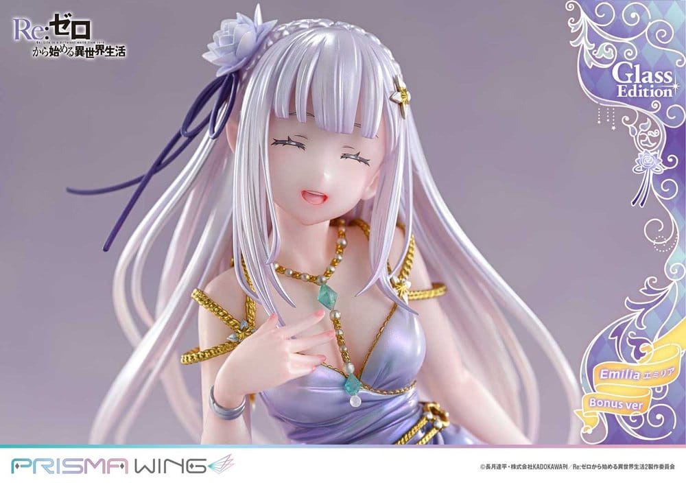 PREORDINE+ 08/2028 Re:Zero Prisma Wing Statue 1/7 Emilia Glass Edition Bonus Version 29 cm