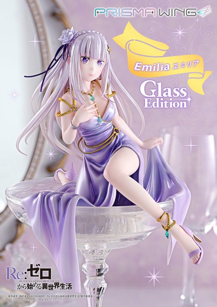 PREORDINE+ 08/2028 Re:Zero Prisma Wing Statue 1/7 Emilia Glass Edition Bonus Version 29 cm