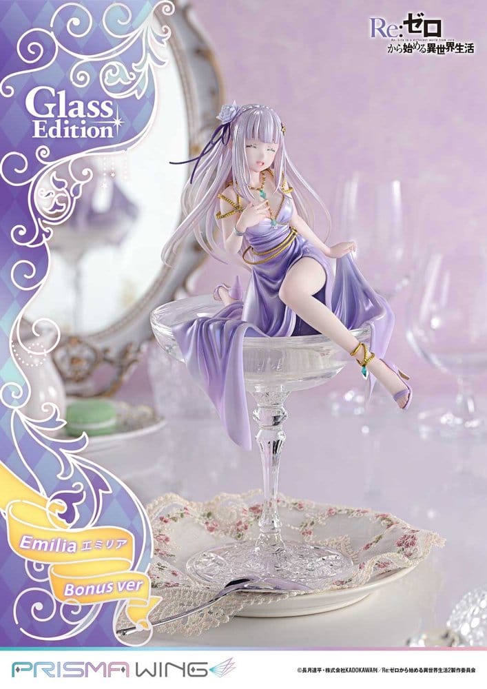 PREORDINE+ 08/2028 Re:Zero Prisma Wing Statue 1/7 Emilia Glass Edition Bonus Version 29 cm