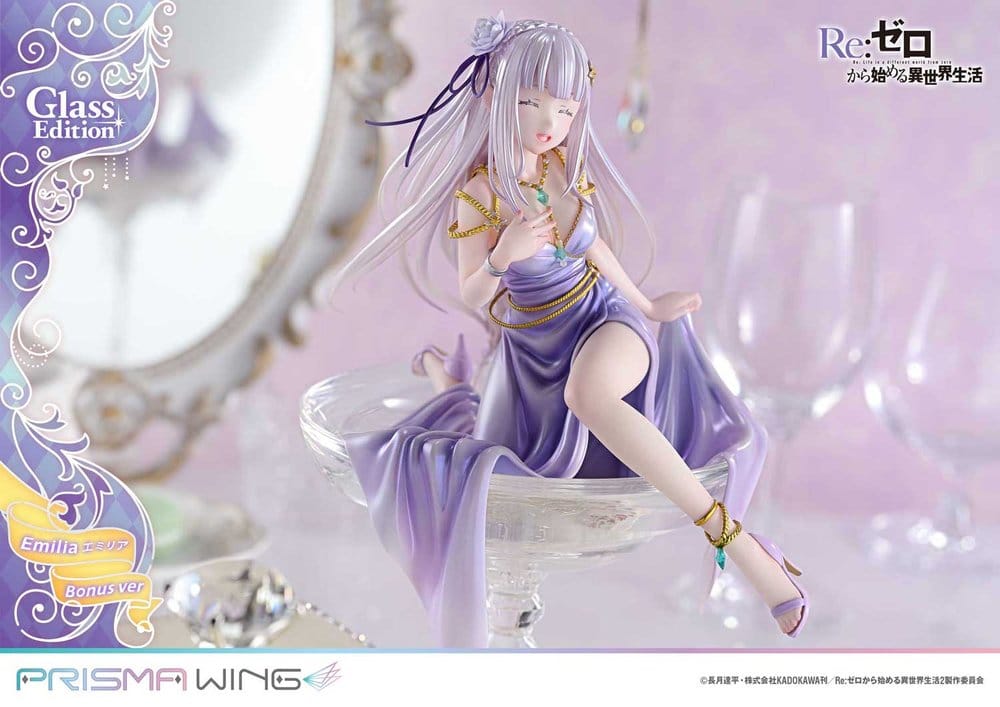 PREORDINE+ 08/2028 Re:Zero Prisma Wing Statue 1/7 Emilia Glass Edition Bonus Version 29 cm