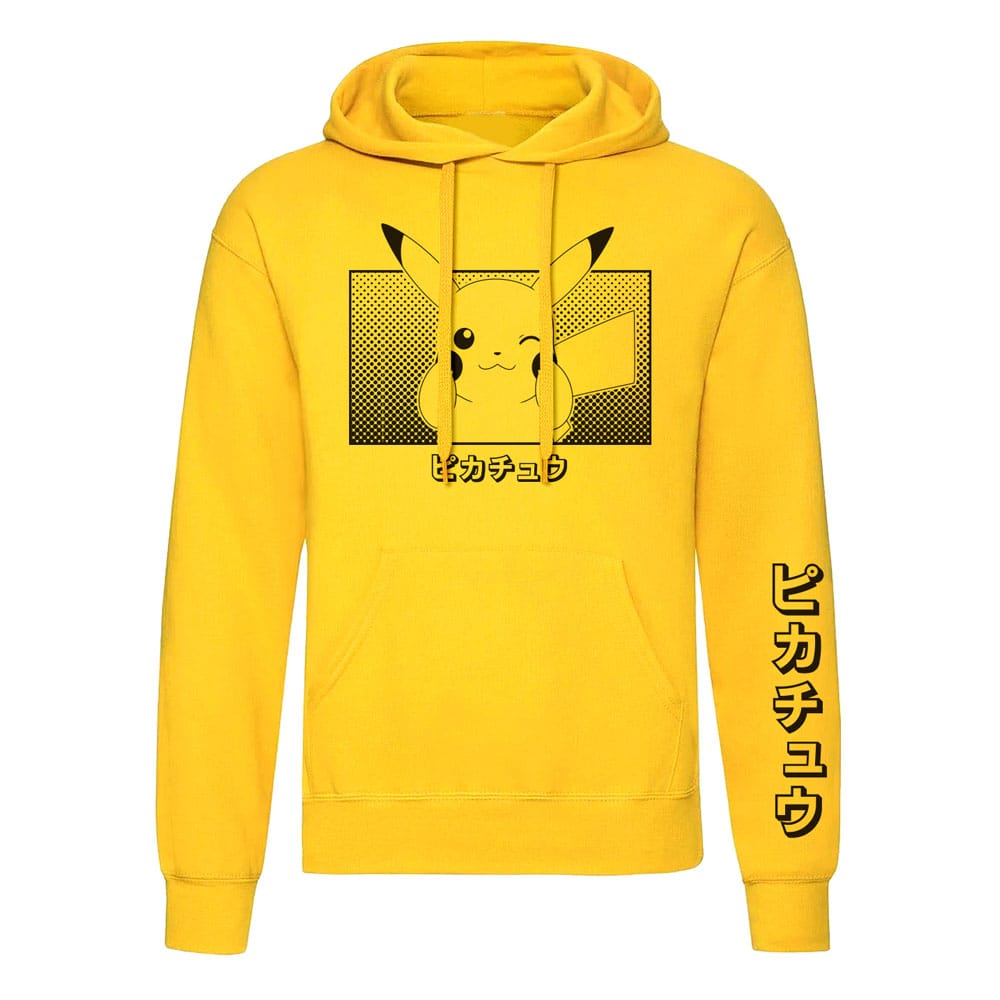 Pokémon-Kapuzenpullover mit Pikachu-Katakana-Motiv, Größe M, auf Bestellung gefertigt *SONDERPREIS* AUSVERKAUFT