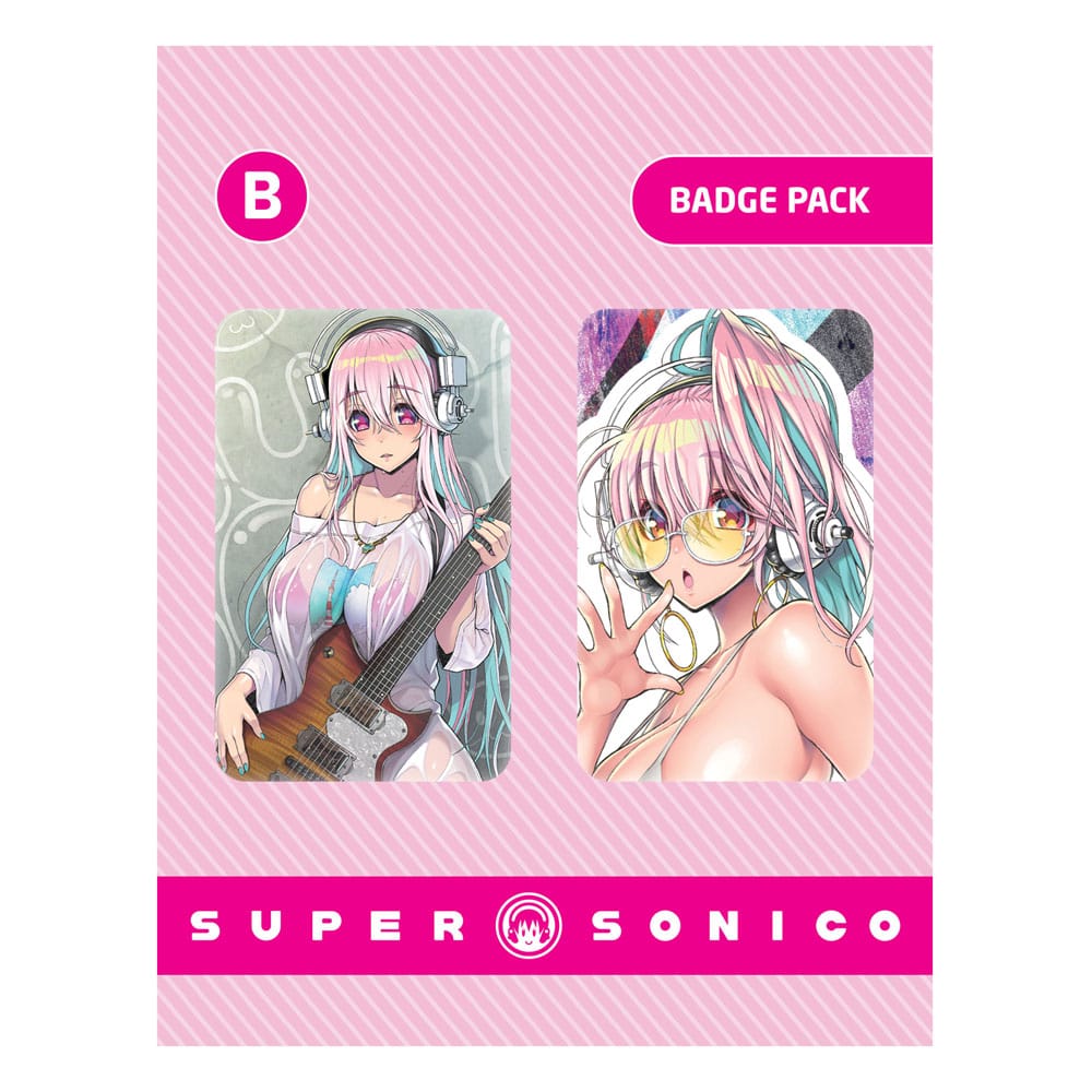 AUF BESTELLUNG gefertigte Super Sonico Pin-Abzeichen, 2er-Pack, Set B