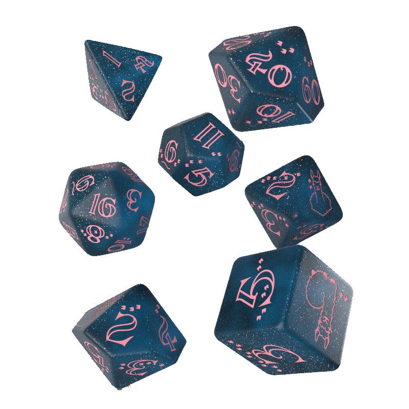 SU ORDINAZIONE Sparkling Llama Dice Set Glittering dark Blue & Pink (7)