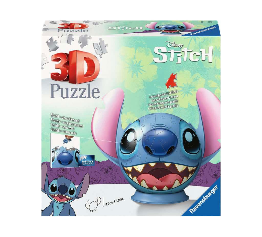 SU ORDINAZIONE Lilo & Stitch 3D Puzzle Ball with Ears Stitch (77 pieces)