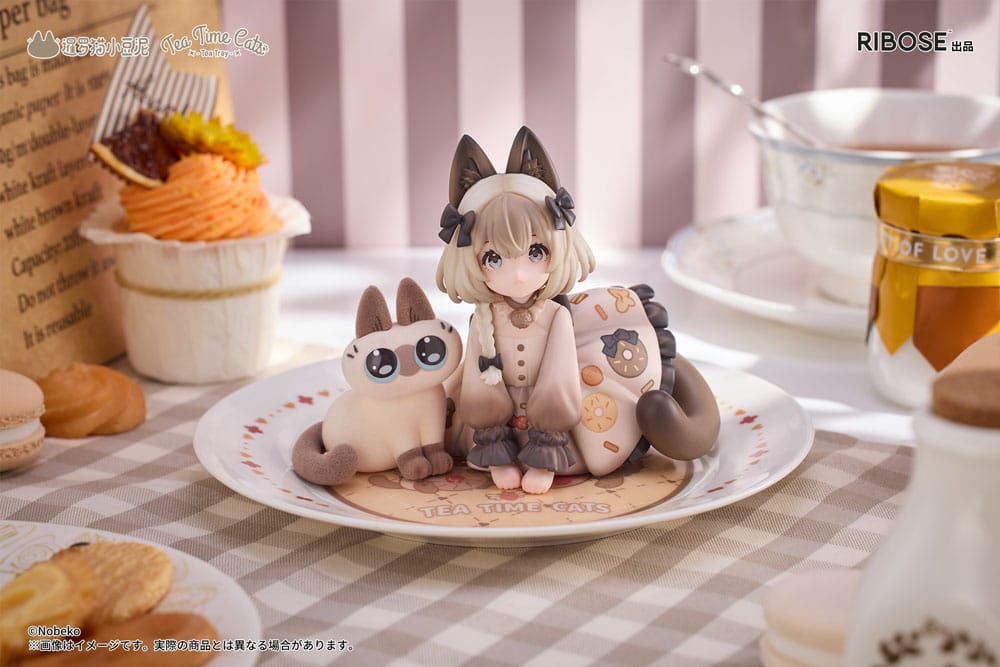 PREORDINE+ CHIUSO 03/2026 Decorated Life Collection PVC Statue Tea Time Cats x Siamese Cat Azuki-san Friendship Collaboration Exclusive Set 18 cm (PREORDINE NON CANCELLABILE)